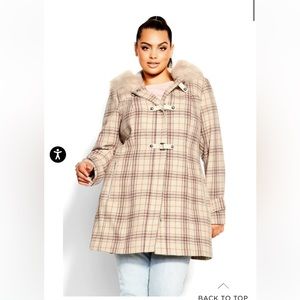 City Chic Wonder Check coat. Color Blush. Not a regular size 14. Runs small.